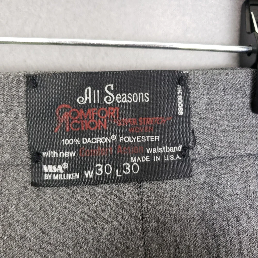 Vintage Milliken Dress Pants Gray Action Suit Elastic Waist 30x30 Deadstock NWT